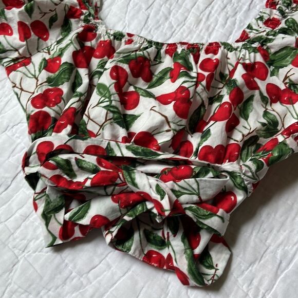 Cider Cherry Cropped Bubble Sleeve Top size Small - Picture 8 of 11